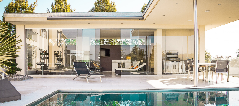 Modern house alfresco area with pool